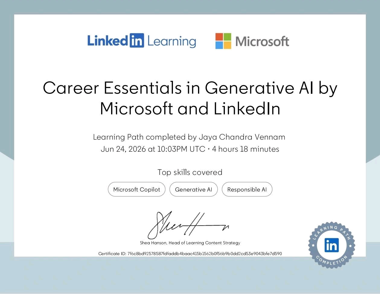 Career Essentials in Generative AI certificate